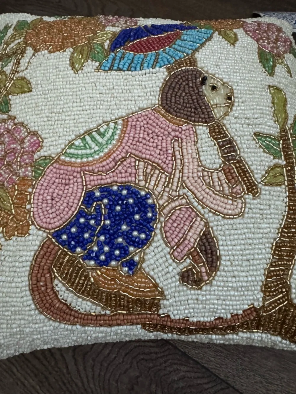 NWT India World Traveler‎ Collection Beaded Monkey Pillow Viral Decor
